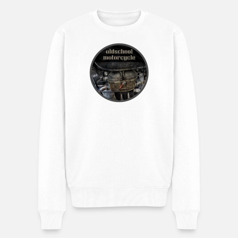 Oldschool Motorrad - Männer Premium Bio Pullover - Weiß