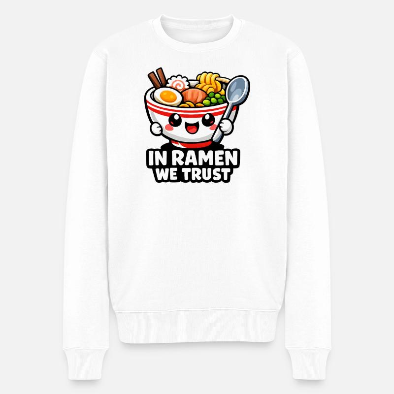 Ramen Noodles kawaii - Männer Premium Bio Pullover - Weiß