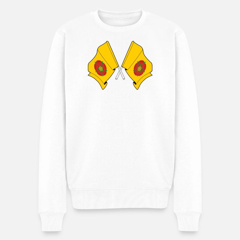 Gekreuzte Flaggen Lancashire - Männer Premium Bio Pullover - Weiß