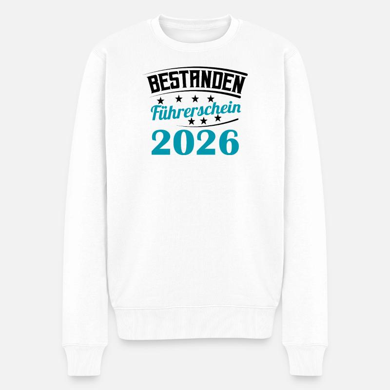 Führerschein 2026 Fahrprüfung Führerscheinprüfung - Männer Premium Bio Pullover - Weiß