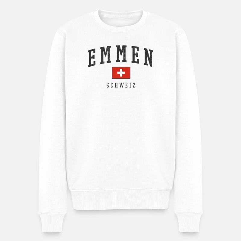 Emmen Schweiz Logo Kreuz - Männer Premium Bio Pullover - Weiß
