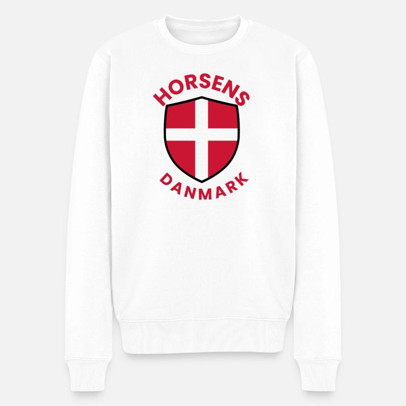 Bouclier Horsens avec Dannebrog - Pull Premium bio Homme - blanc
