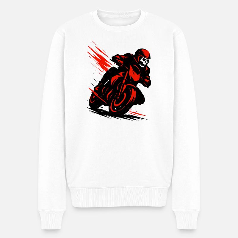 Skeleton Biker – Moto Biker - Männer Premium Bio Pullover - Weiß