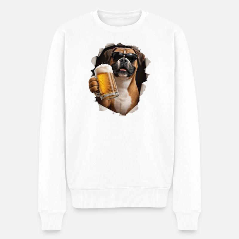 Boxer Bier - Männer Premium Bio Pullover - Weiß