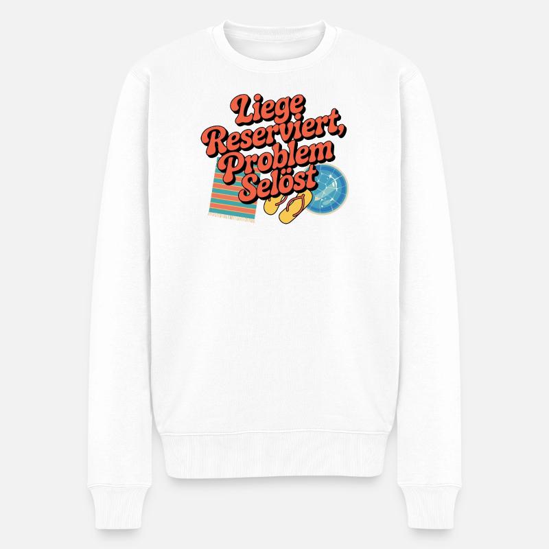 Lounger Reserved Problem solves funny beach - Men's Premium Organic Jumper - white