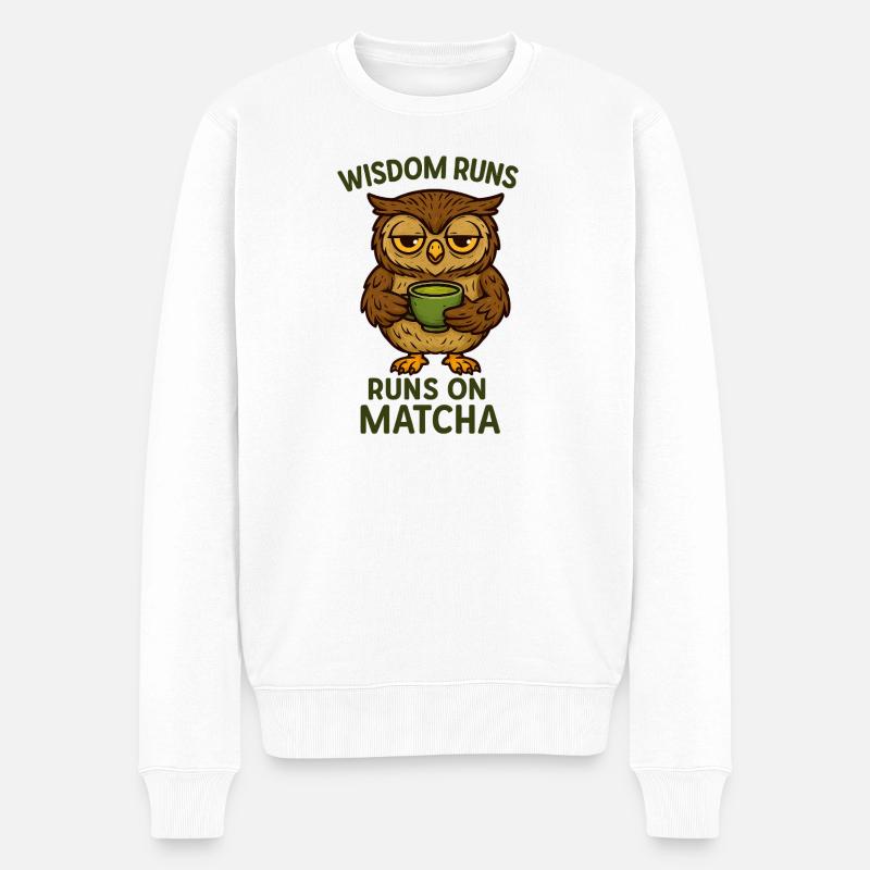 Chouette matcha / Chouette grand-duc - Pull Premium bio Homme - blanc