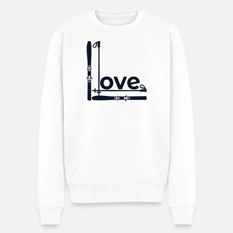 Winter Love Ski - Männer Premium Bio Pullover - Weiß