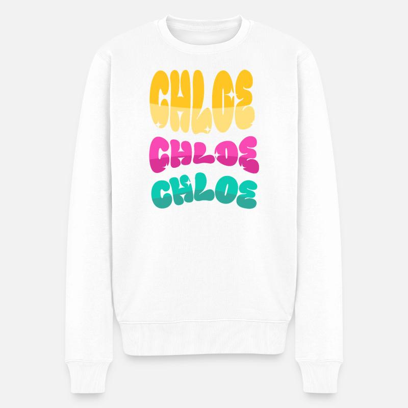 Chloe Mädchen Vorname  - Männer Premium Bio Pullover - Weiß