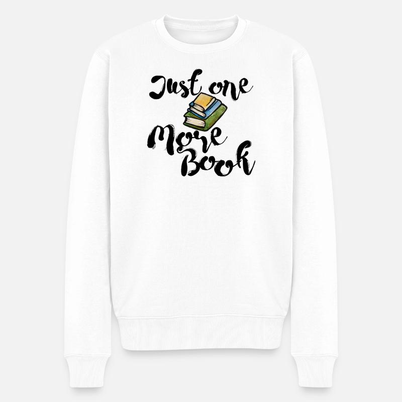Stacked Books Aquarellillustration - Männer Premium Bio Pullover - Weiß