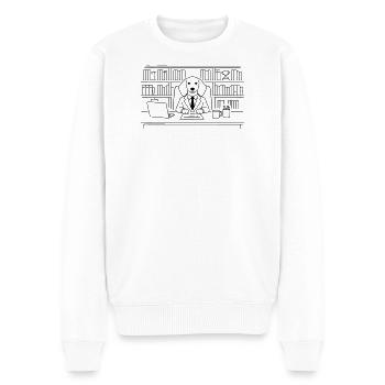 Hund im Büro Chef Dackel Minimalitisch Line Art - Männer Premium Bio Pullover - Weiß - Vorne - Thijin (182cm)