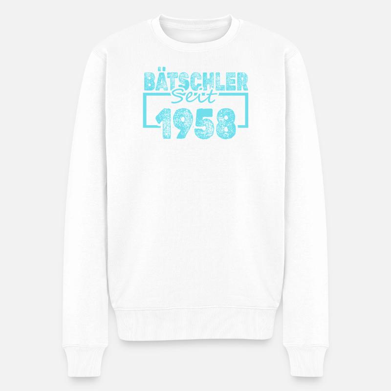 Spruch 1958 - Männer Premium Bio Pullover - Weiß