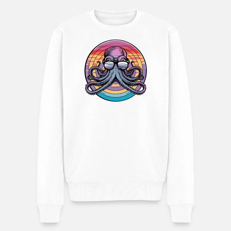 Octopus Retro Surf - Pull Premium bio Homme - blanc