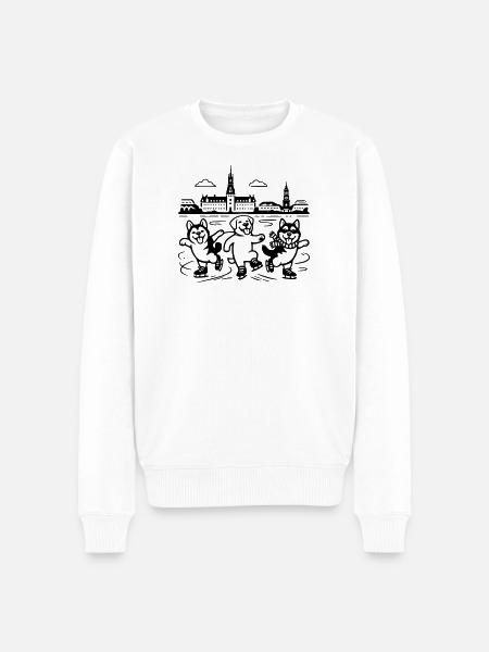 Schlittschuh Mimalistisch Line Art - Men's Premium Organic Jumper - white
