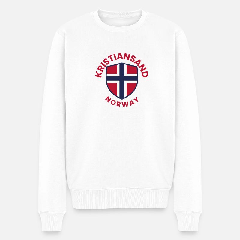 Kristiansand-Norwegen-Schildemblem - Männer Premium Bio Pullover - Weiß