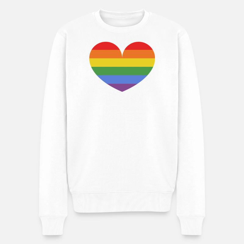 Regenbogenherz - Männer Premium Bio Pullover - Weiß