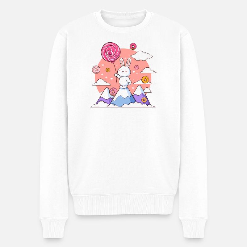 Zuckersüßer Hase auf Zuckergipfel - Männer Premium Bio Pullover - Weiß
