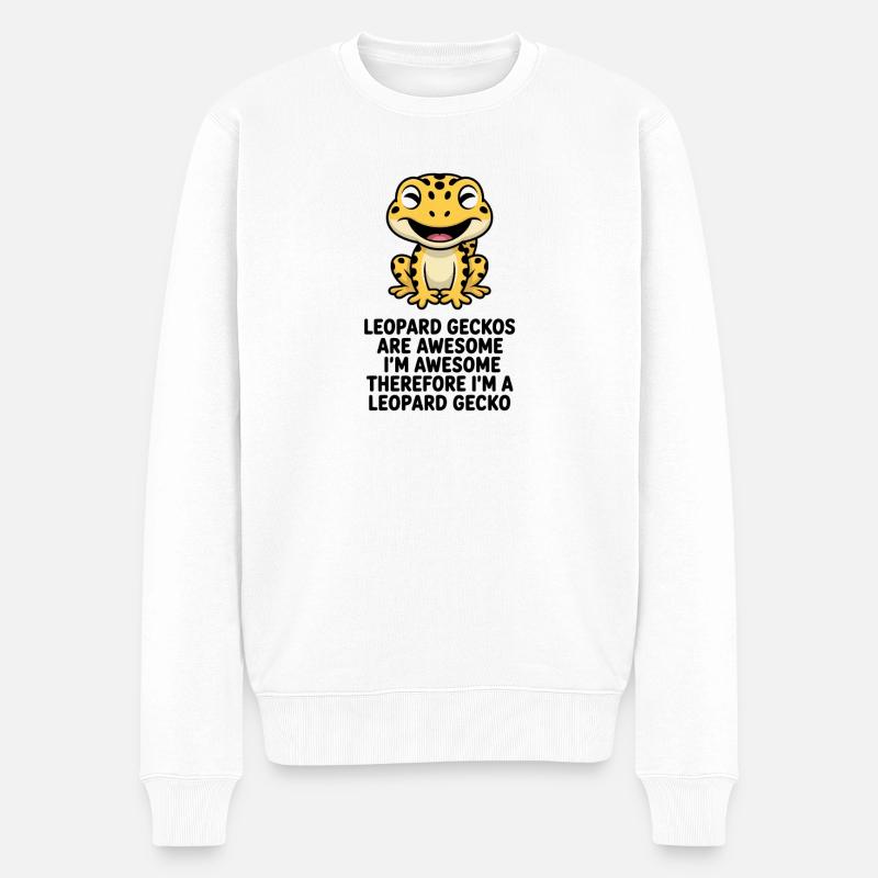 Dessin animé du Gecko léopard - Pull Premium bio Homme - blanc