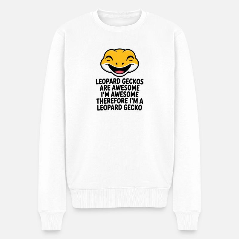 Illustrations du rire du gecko léopard - Pull Premium bio Homme - blanc