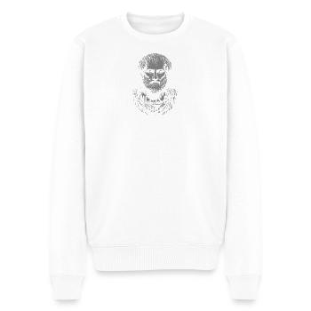 Aristoteles Geduld Zitatporträt - Männer Premium Bio Pullover - Weiß - Vorne - Thijin (182cm)