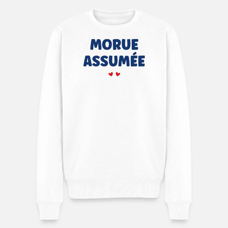 Morue assumée: Humour marin - Pull Premium bio Homme - blanc