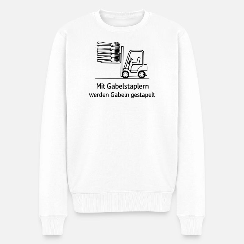 forklift pun fork stacking - Men's Premium Organic Jumper - white