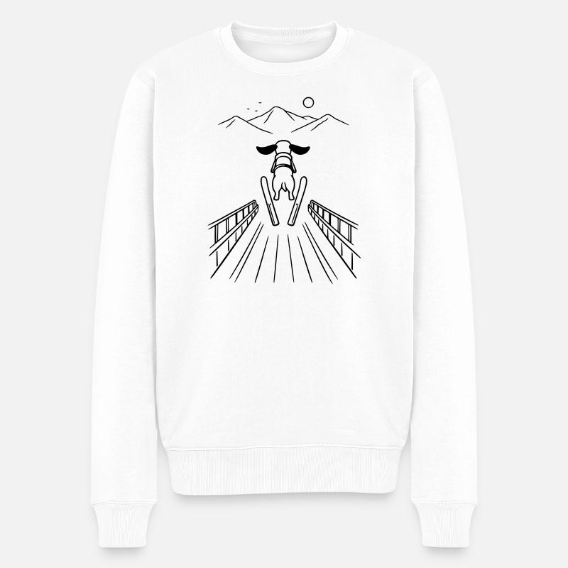 dackel skisprung skispringen wintersport - Männer Premium Bio Pullover - Weiß