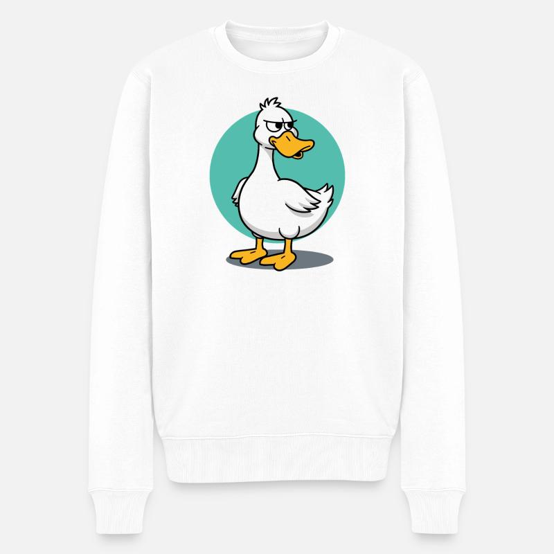 Freche Gans mit wütendem Blick Illustration - Männer Premium Bio Pullover - Weiß