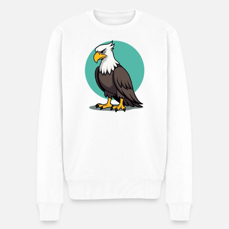 Stolzer Adler Majestätischer Greifvogel - Männer Premium Bio Pullover - Weiß