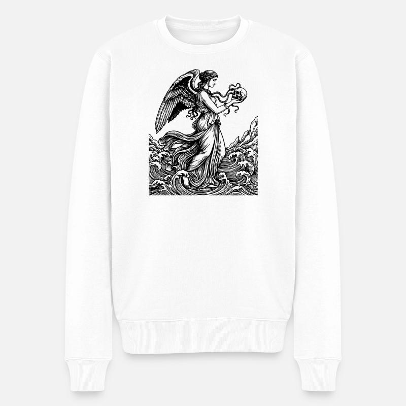 Griechische Goodess mit Totenschädel - Männer Premium Bio Pullover - Weiß