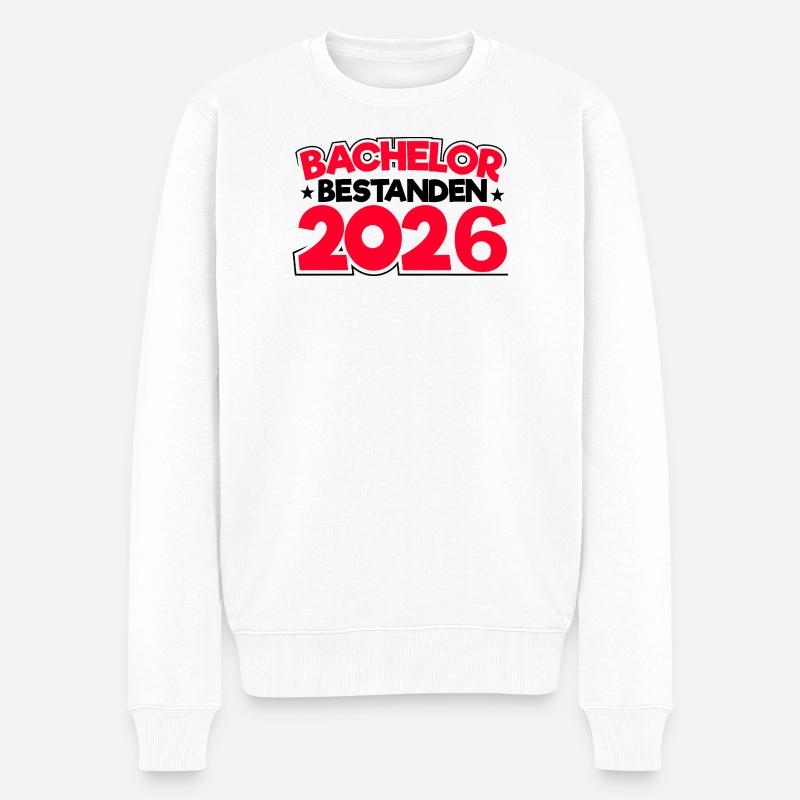 Bachelor 2026 Abschluss Promotion Sponsion - Männer Premium Bio Pullover - Weiß
