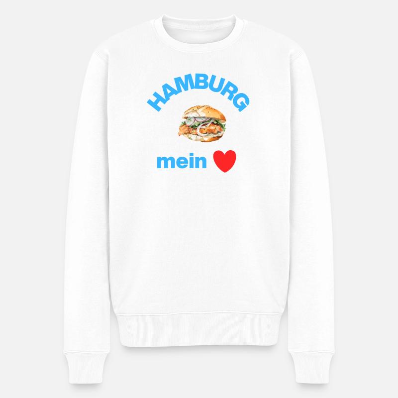 Hambourg ❤️, Fish Rolls Love ! Fischkopp - Pull Premium bio Homme - blanc