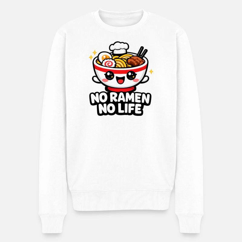 Ramen Lächeln Bowl - Männer Premium Bio Pullover - Weiß