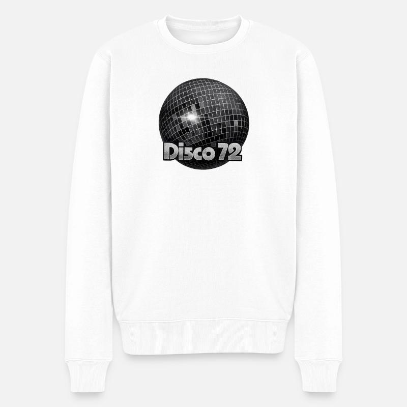 Disco72 Spiegelkugel Motiv - Männer Premium Bio Pullover - Weiß