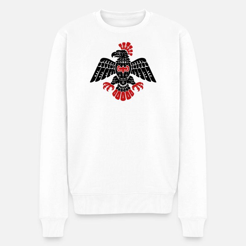 Aztekischer Adler Totem Muster - Männer Premium Bio Pullover - Weiß