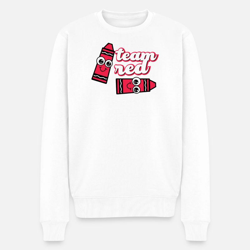 Crayons Joyeux de l’équipe rouge - Pull Premium bio Homme - blanc