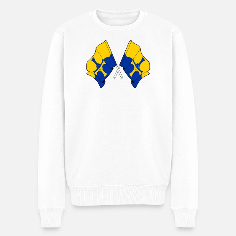 Zwei Flaggen gekreuzt – Durham - Männer Premium Bio Pullover - Weiß