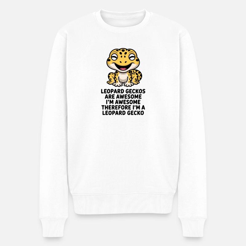 Sunny Gecko Cartoon auf Schwarz - Männer Premium Bio Pullover - Weiß