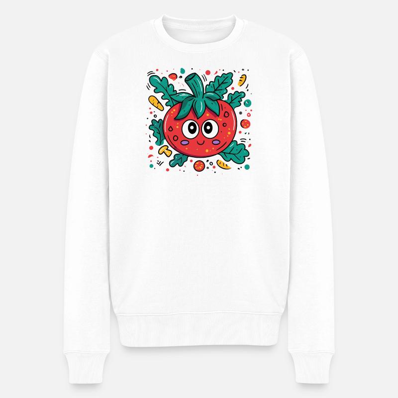 Dessin animé Tomate Câline - Pull Premium bio Homme - blanc