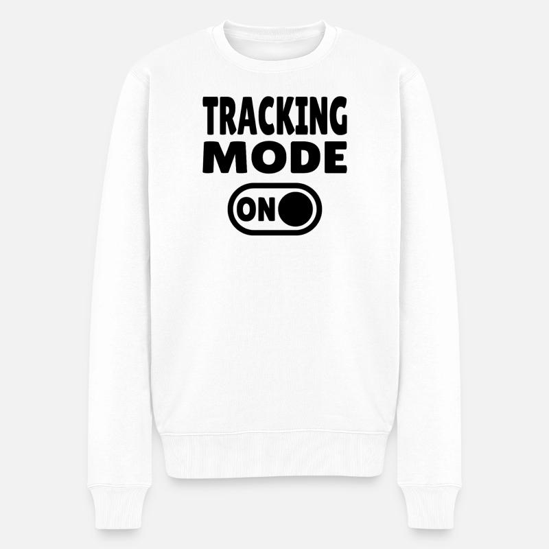 Tracking Mode ON – Outdoor Spurensuche - Männer Premium Bio Pullover - Weiß