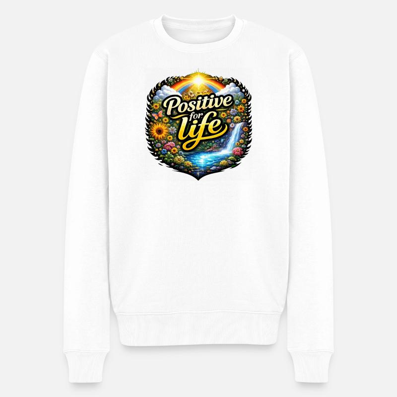 Positiv fürs Leben - Männer Premium Bio Pullover - Weiß