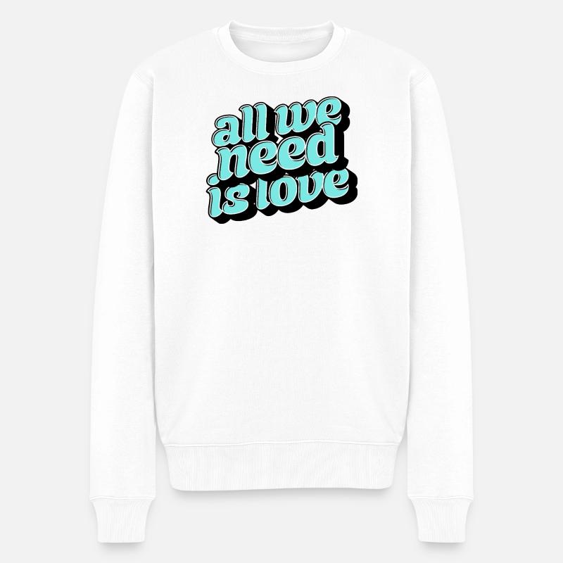 All you need is love Retro - Männer Premium Bio Pullover - Weiß
