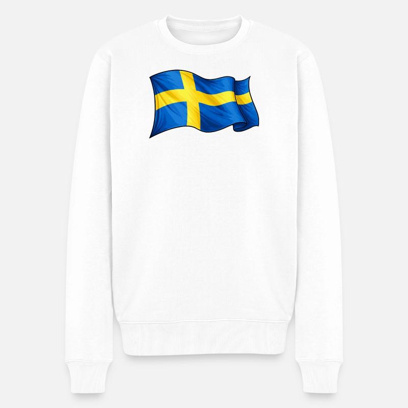 Schweden Fahne - Männer Premium Bio Pullover - Weiß
