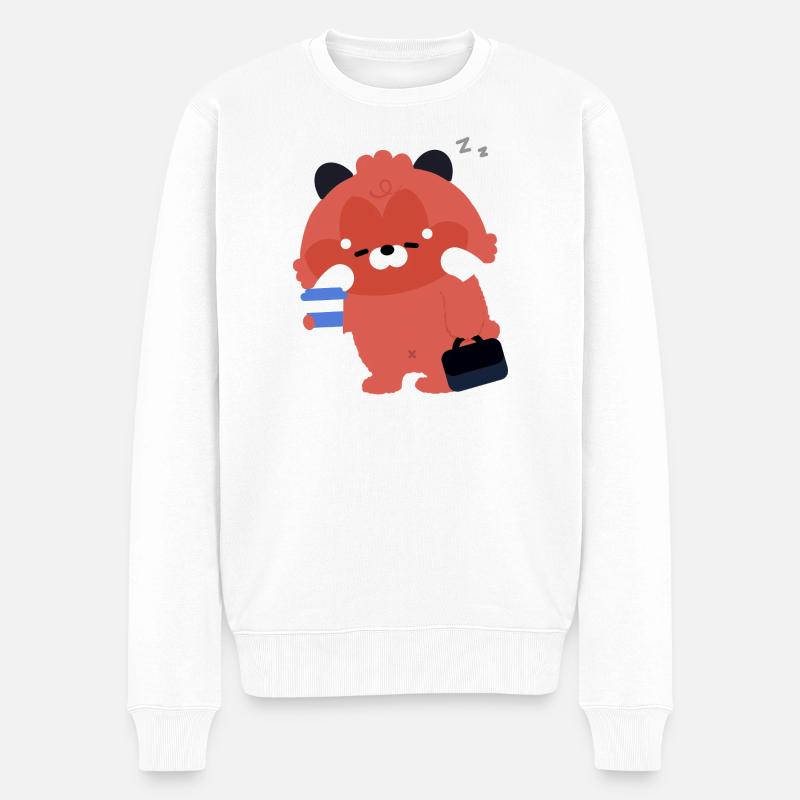 Kawaii Red Panda mit Kaffee - Männer Premium Bio Pullover - Weiß