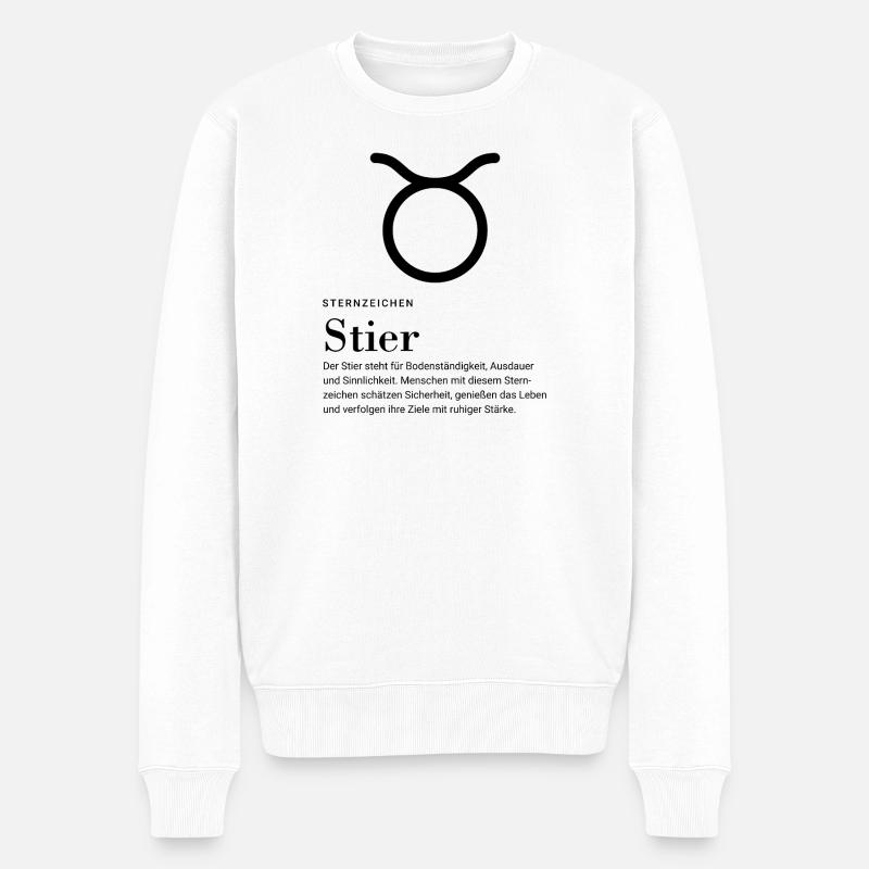 Sternzeichen Stier - Männer Premium Bio Pullover - Weiß