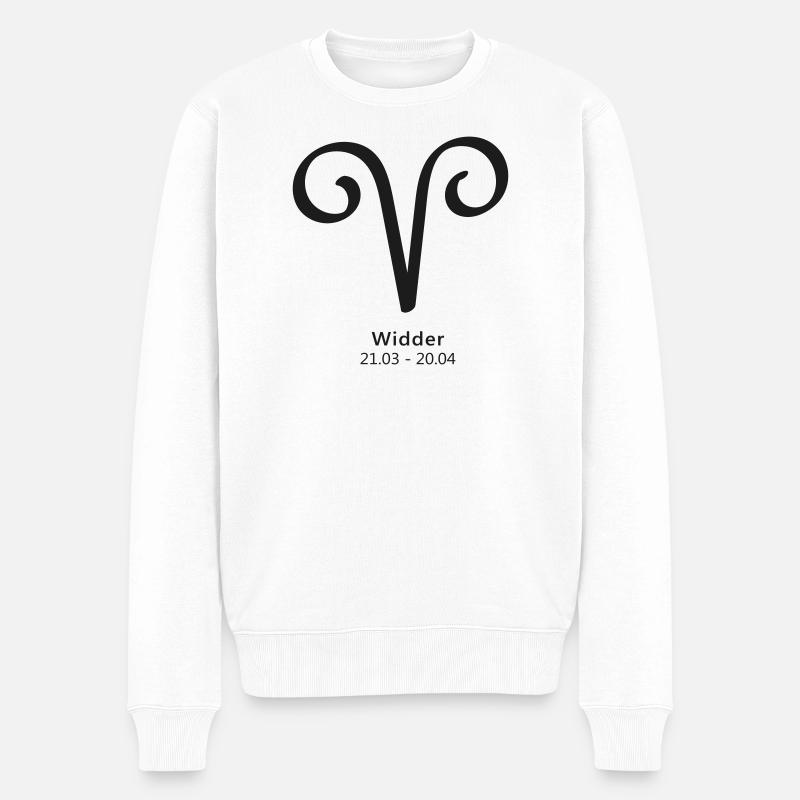 Widder Aries Symbol Sternzeichen - Männer Premium Bio Pullover - Weiß