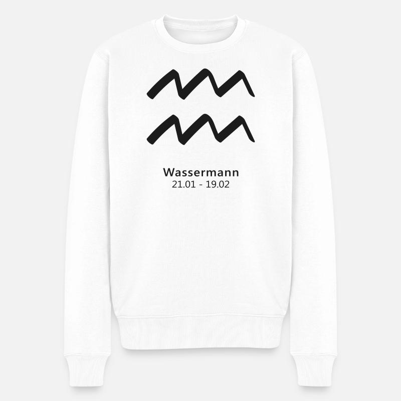 Wassermann Zodiak Sternzeichen Symbol - Männer Premium Bio Pullover - Weiß