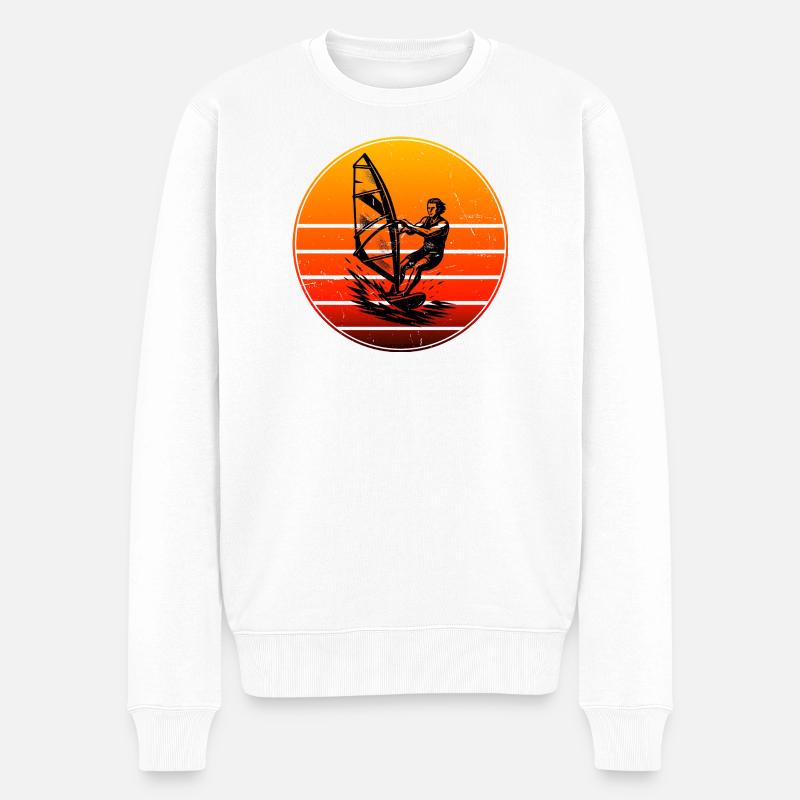 Minimalistisches Windsurfing Motiv - Männer Premium Bio Pullover - Weiß