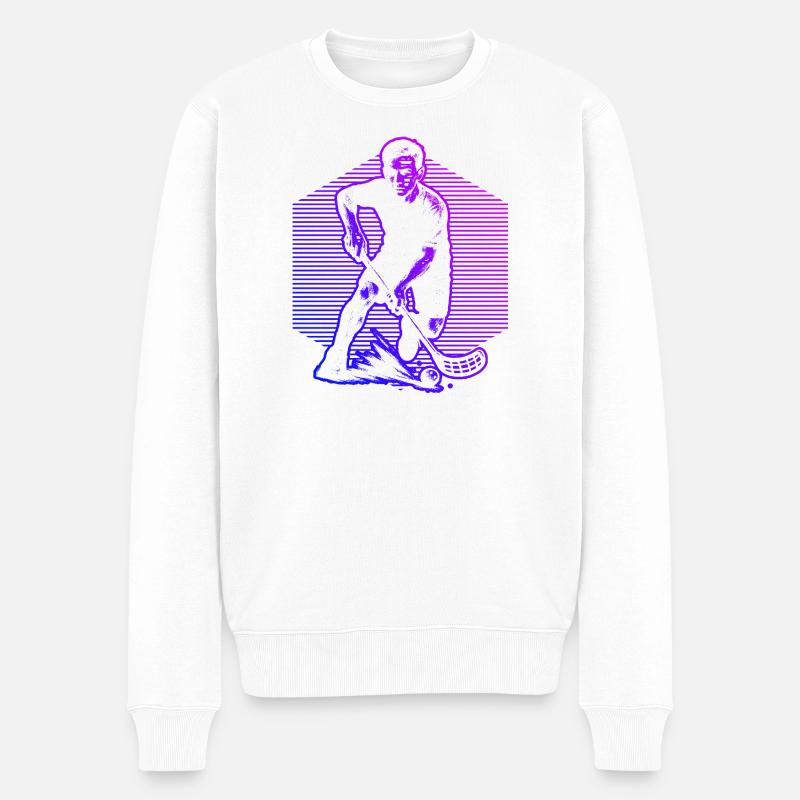 Motif classique du floorball - Pull Premium bio Homme - blanc