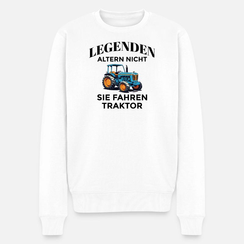 Legenden fahren Traktor - Männer Premium Bio Pullover - Weiß