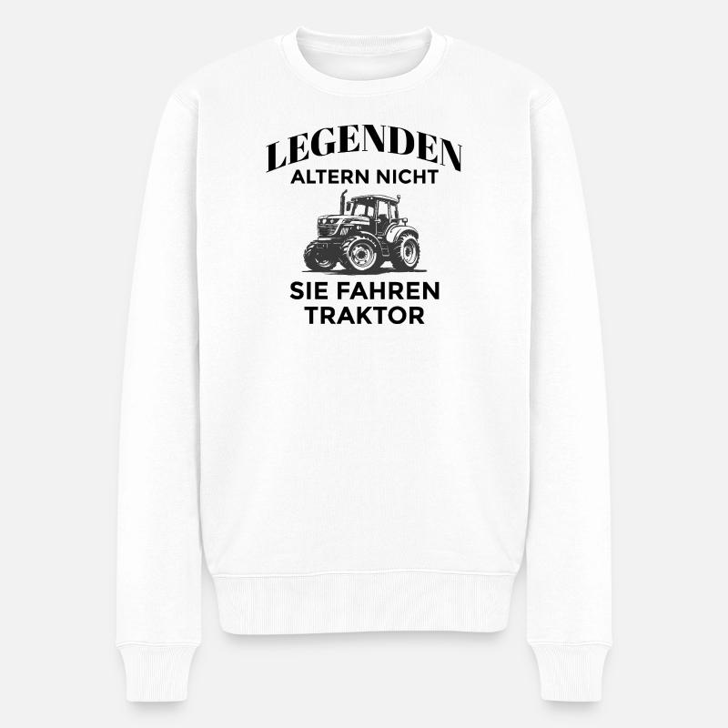 Legenden fahren Traktor - Männer Premium Bio Pullover - Weiß